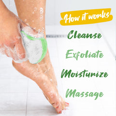 Spongeables Pedi Scrub: parfum citron éucalyptus pour une sensation de fraîcheur spa.