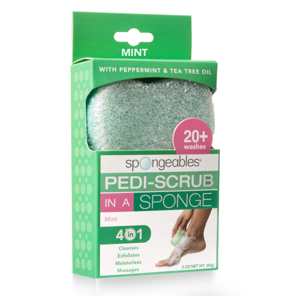 Spongeables Pedi Scrub Menthe – éponge exfoliante pour pieds, douceur durable.