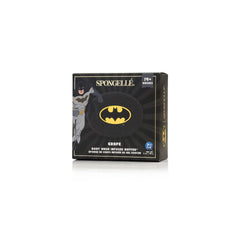 Spongelle Batman Grape Buffer activates lather with water for quick cleansing.