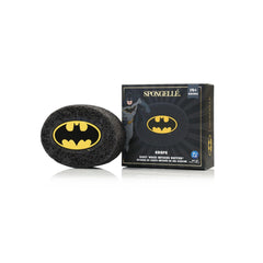 Spongelle Batman Grape Buffer under running water creates a rich lather for exfoliating cleansing.