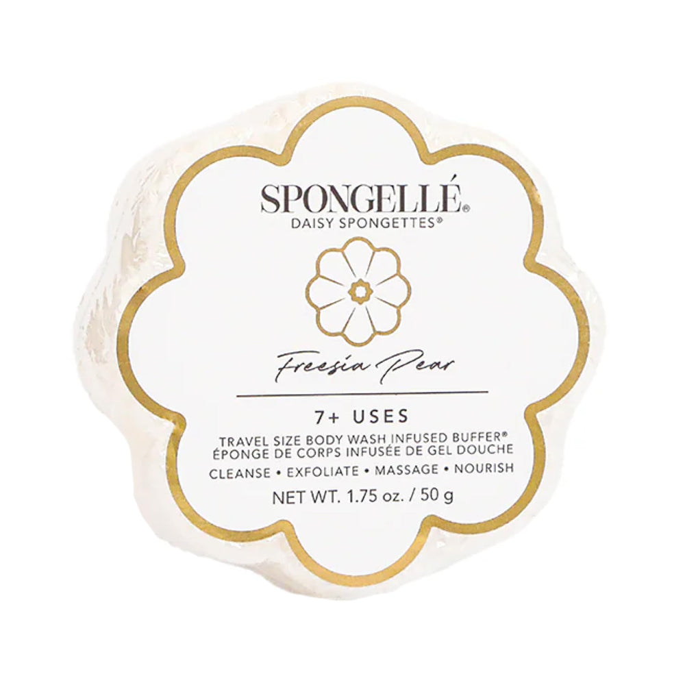 SPONGELLÉ Freesia Poire Spongette Loofah – emballage élégant, pratique pour le bain
