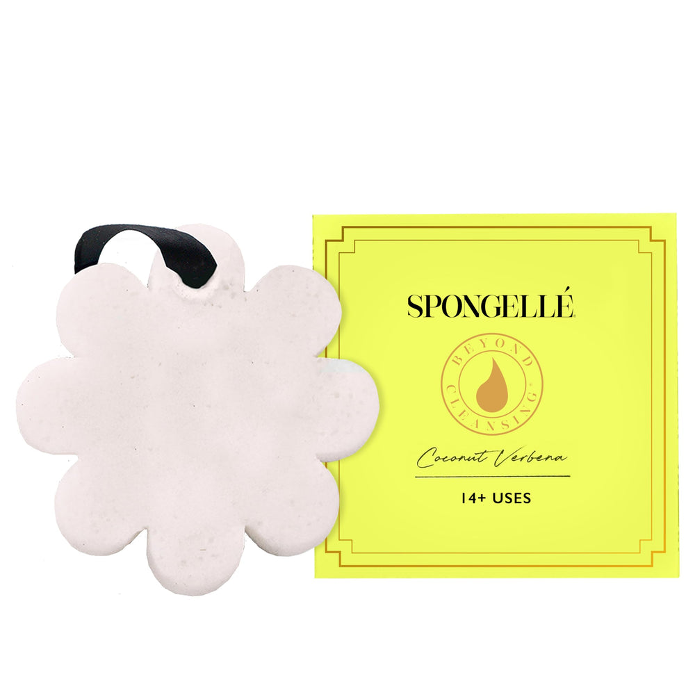 SPONGELLÉ Coconut Verbena Buffer dans sa boîte, prêt pour une expérience spa