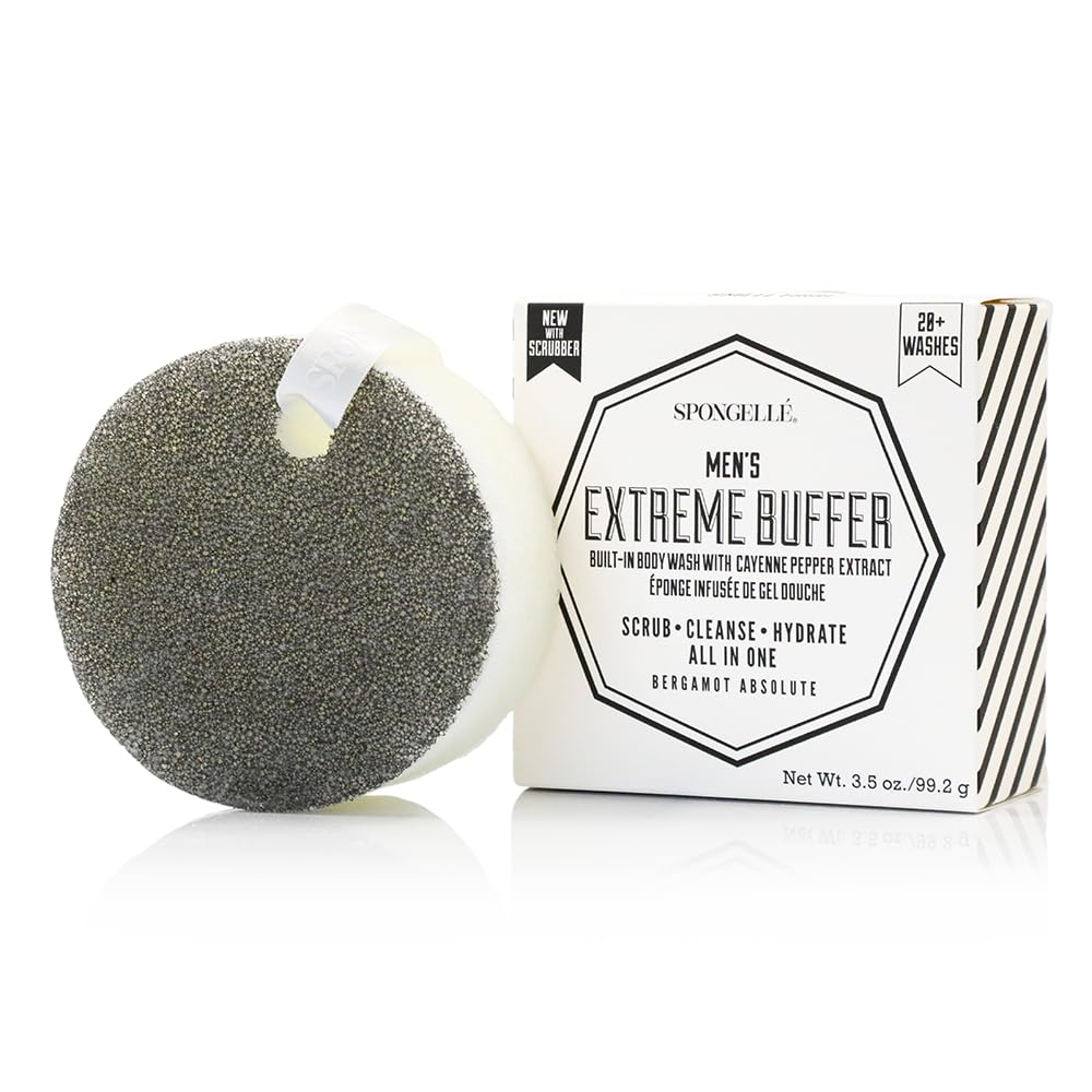 SPONGELLÉ Men Extreme Buffer – vue avant, exfolie en douceur pour peau lisse