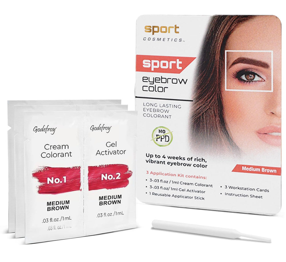 Sport Cosmetics kit coloration sourcils brun moyen pour trois applications pratique