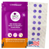 SpotMyUV pastille de détection UV montrant le niveau de protection par exposition.