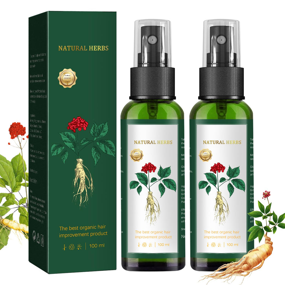 Spray Croissance Cheveux Ginseng Gingembre — bouteille 100 ml prête à l’emploi pour routine quotidienne.