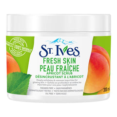 St. Ives Fresh Skin Scrub bouteille 300 ml pour peau lumineuse et nette.