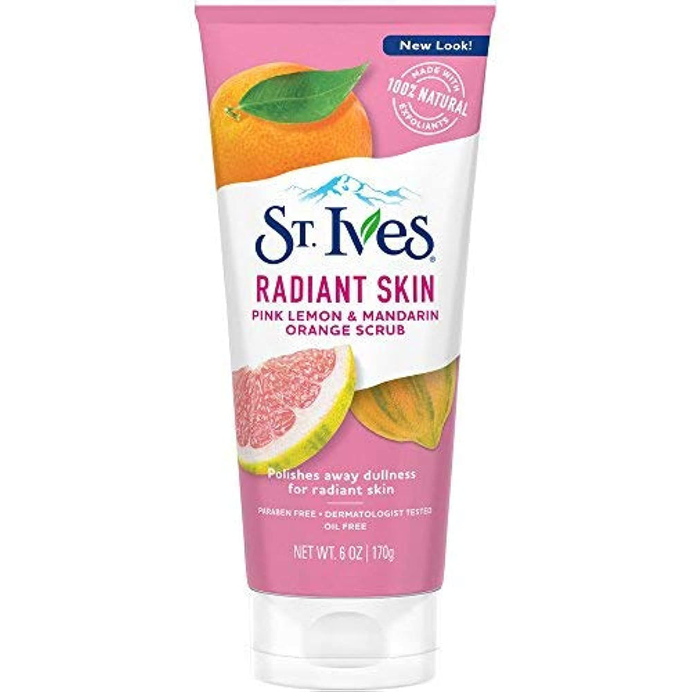 St. Ives gommage visage Citron Rose et Mandarine, peau lumineuse après exfoliation douce