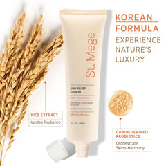 St. Mege texture légère crème solaire riz, application douce et rapide