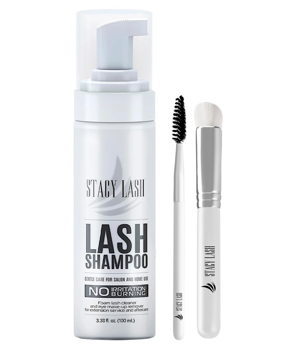 Stacy Lash Shampoo et brosse: kit nettoyant pour cils et extensions en douceur.
