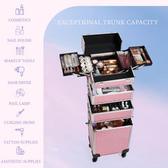 Coffret maquillage Stagiant 4-en-1 avec étages amovibles pour organisation modulable.