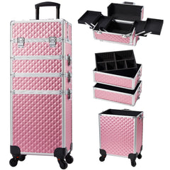 Coffret maquillage Stagiant sur roues pour déplacements faciles lors d’événements.