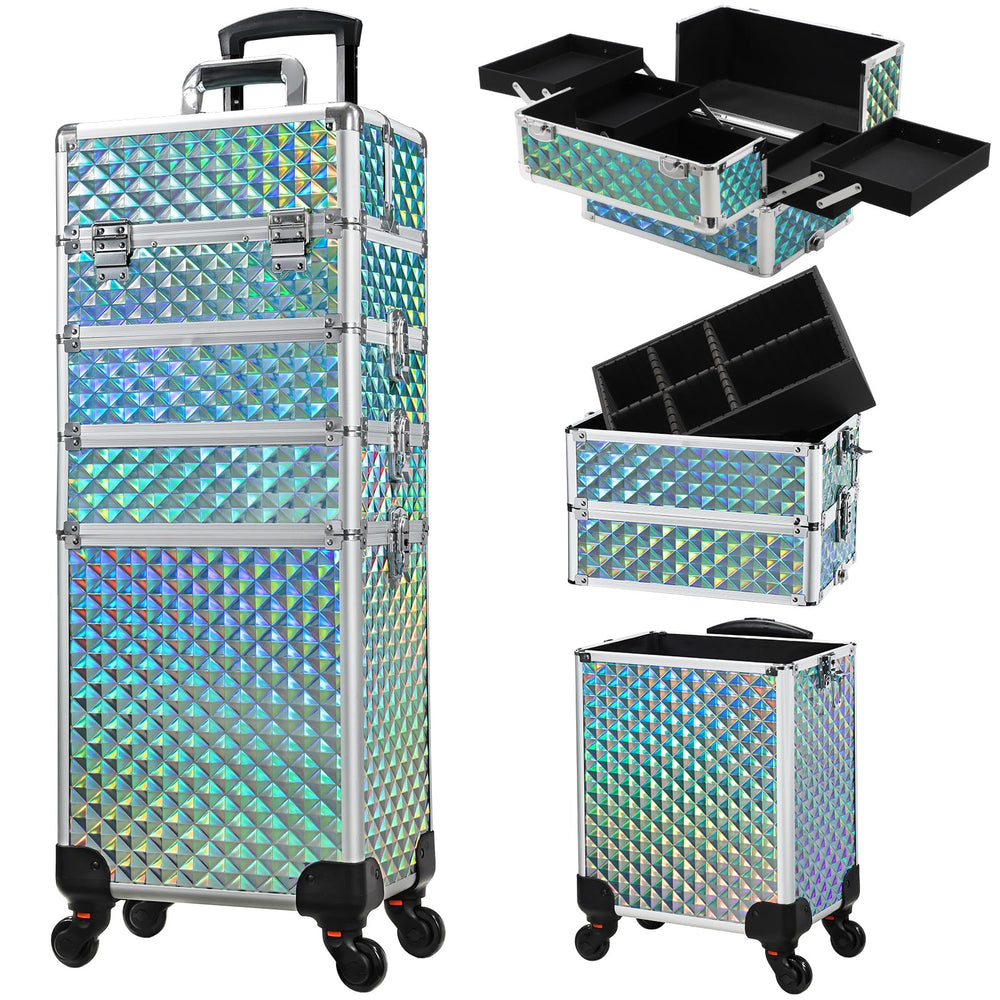 Stagiant Trousse Maquillage sur Roulettes bleu eau, 4-en-1 pour les déplacements