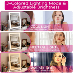 STAISE Miroir Hollywood rotation 360° pour ajuster l’angle et tester des looks.