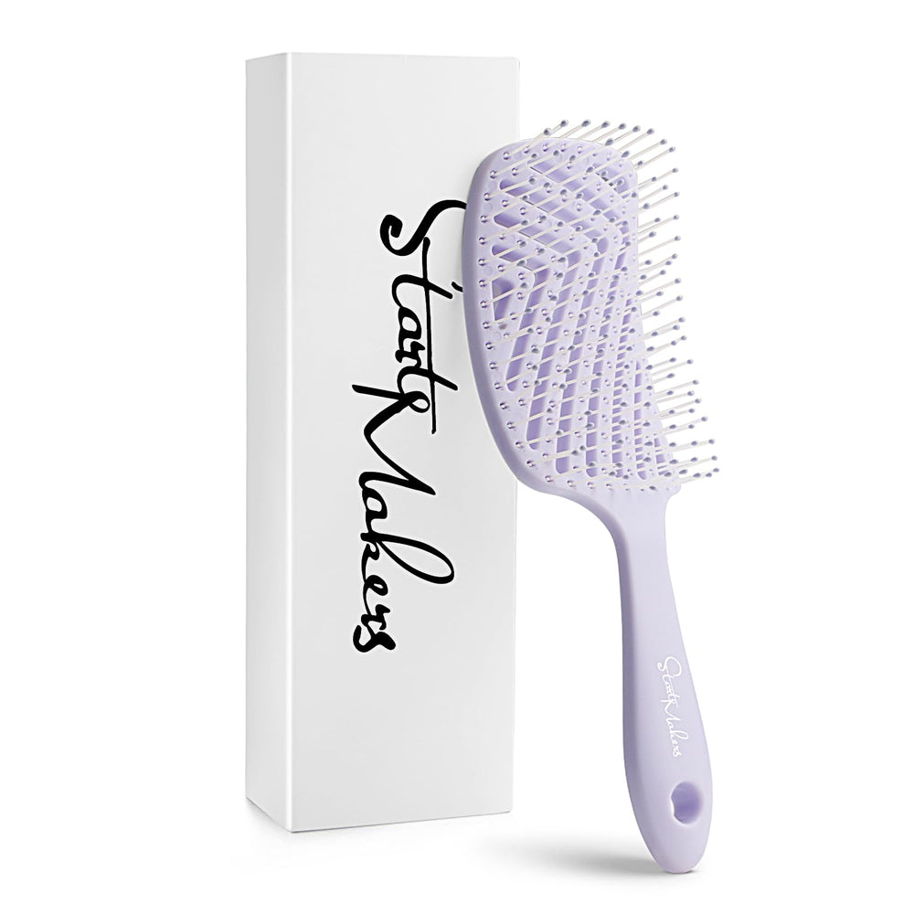 START MAKERS brosse detanglage ventilee lavande ouverte, démêle rapidement les nœuds.