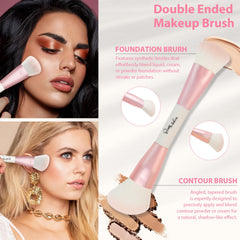 Pinceaux START MAKERS double-face rose, bronzer: contour modulable et éclat naturel.