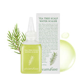 STEAMBASE Tea Tree Scalp Water Scaler, flacon-cone pour purifier le cuir chevelu et exfolier en douceur.