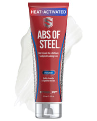 Crème SteelFit Abs d'Acier, application lisse et non grasse pour une définition visible.