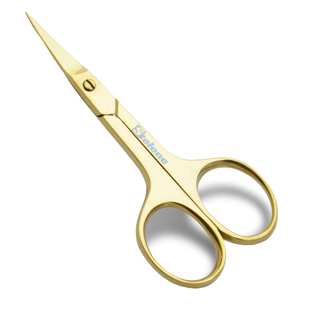 Ciseaux Stelone pour sourcils professionnels avec ergonomie optimale pour une coupe précise.