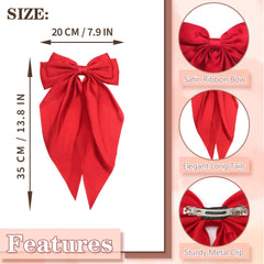 STGDAK Barrette Noeud rouge satin, demi-coiffure chic et durable.