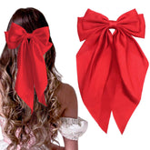STGDAK Noeud rouge satin, gros barrette pour une allure chic.