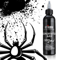 STIGMA encre tatouage noir 120ml - étiquette et emballage garantissant la qualité.