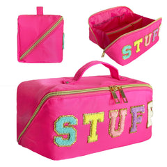 STOMKIRE Preppy Bag grande capacité pour maquillage et accessoires, rangement clair et pratique.