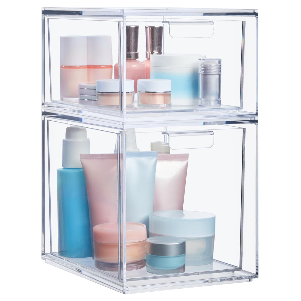 STORi Audrey — tiroirs transparents empilables pour cosmétiques.