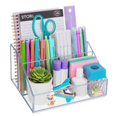 STORi Chloe organisateur bureau transparent à six compartiments pour stylos et notes