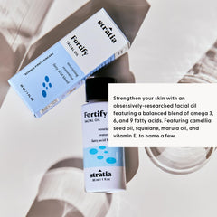 Stratia Fortify huile visage, peau sensible hydratée et apaisée.