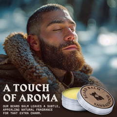 Texture onctueuse du baume-barbe-santal pour une application facile.