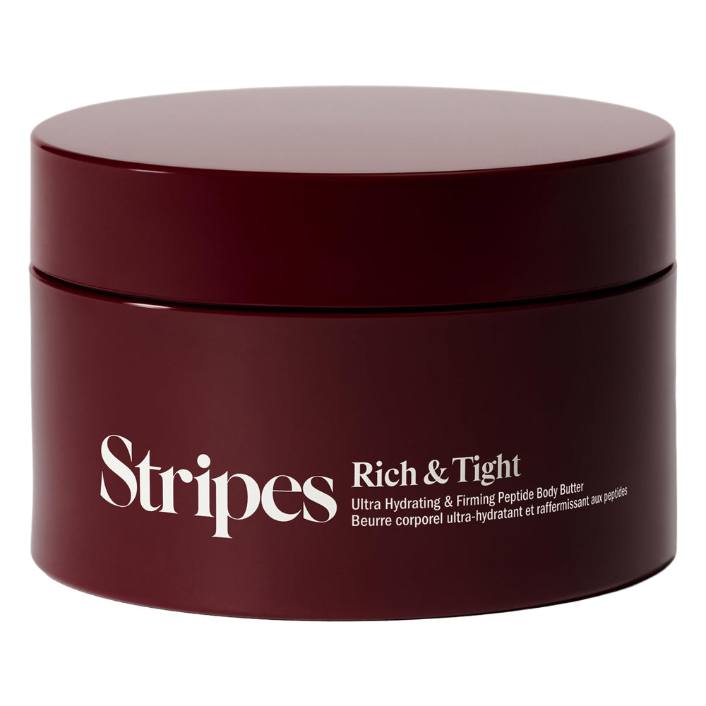STRIPES Beauty: bocal du beurre corporel riche pour hydratation longue durée.