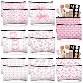 Pochette maquillage Stuffygreenus avec noeud rose, idéale pour vos essentiels.