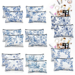 Trousse Stuffygreenus fleurs bleues et blanches, rangement pratique pour voyage