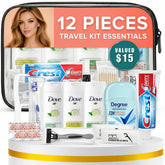 Kit Trektote de Stuhrling Bottle dans une pochette cosmétique transparente, pratique en voyage.