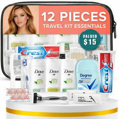 Kit Trektote de Stuhrling Bottle dans une pochette cosmétique transparente, pratique en voyage.