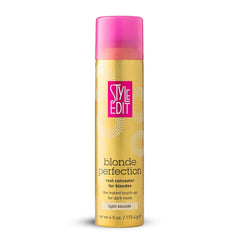 STYLE EDIT Light Blonde Root Concealer Spray: couverture rapide des racines gris sans résidu collant.