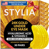 Patchs yeux Stylia Or 24k pour un regard plus lumineux et reposé.