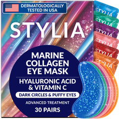 Patchs Stylia sous les yeux au collagène et vitamine C, rafraîchissent le regard.