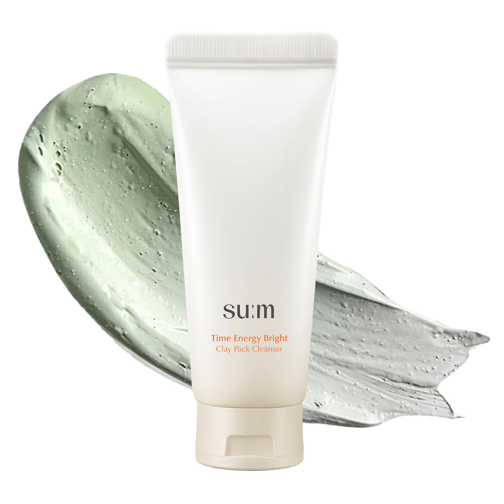 SU:M Masque argile minute – purifie les pores et hydrate la peau.