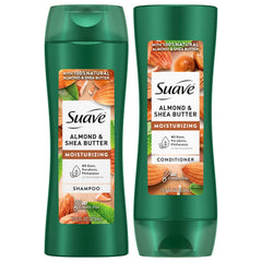 Shampoing Suave amande et karité — bouteille, hydratation douce pour cheveux secs.