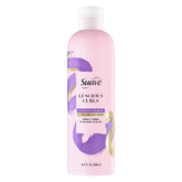 Conditionneur Suave pour boucles luxueuses, bouteille rose, facilite le coiffage.