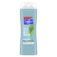 La bouteille Suave Ocean Breeze ouverte prête à l'emploi, hydratation douce.