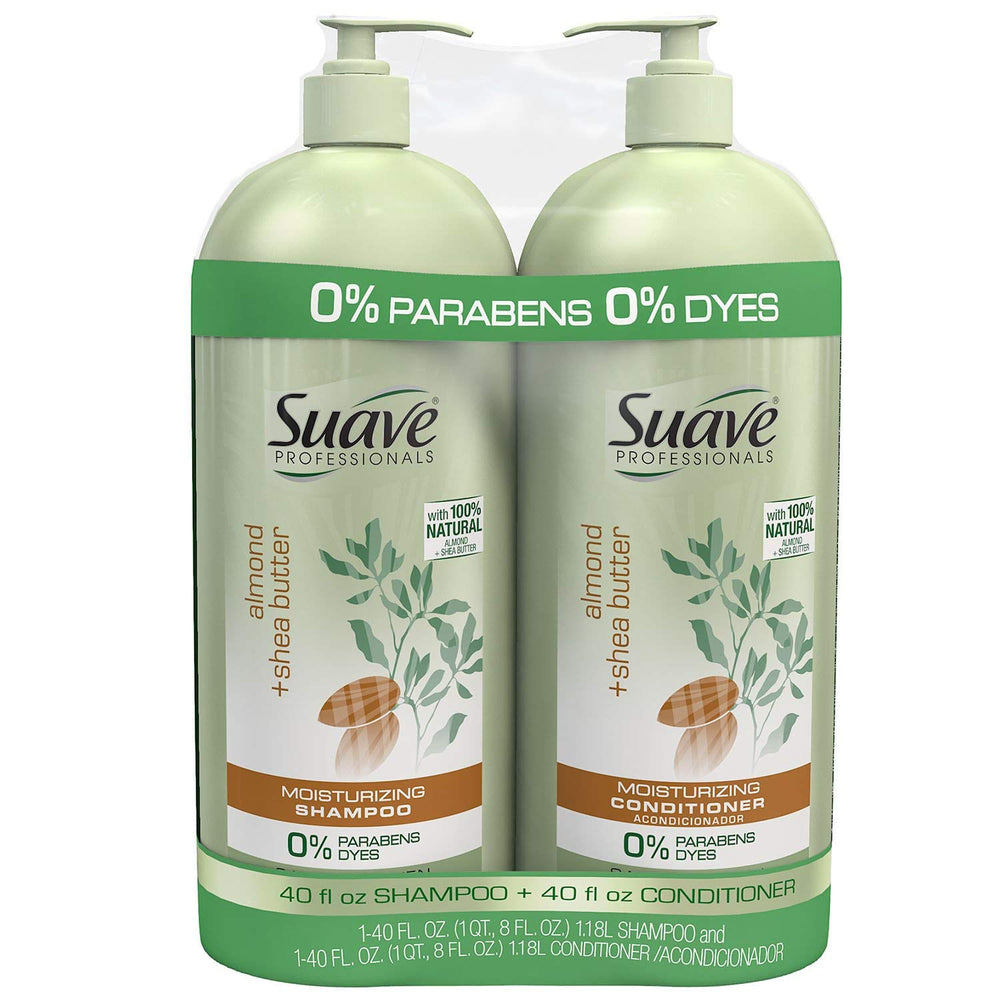 Suave Pro duo-bouteille: shampooing et après-shampooing hydratants pour cheveux nourris.