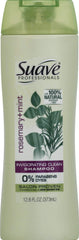 Bouteille Suave Professionals Rosemary + Mint: shampoing 2 en 1 au parfum frais et revitalisant.