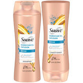Shampoing Suave argan en bouteille: brillance instantanée et douceur.
