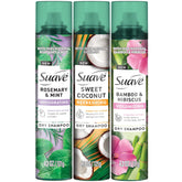 Suave spray sec menthe romarin sur les racines pour rafraîchir rapidement.