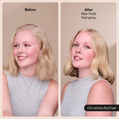 Vitamin B5 and E enriched Suave hairspray bottle for nourished-feel hair.