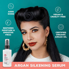 Flacon Suavecita Argan Silkening — profil proche, parfum Baies Sauvages et soin léger.