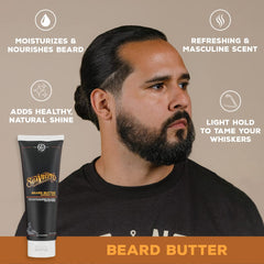 Brillance naturelle discrète offerte par le beurre de barbe.